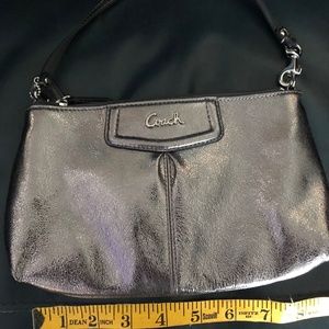 NWOT Silver Metallic Coach Mini Purse